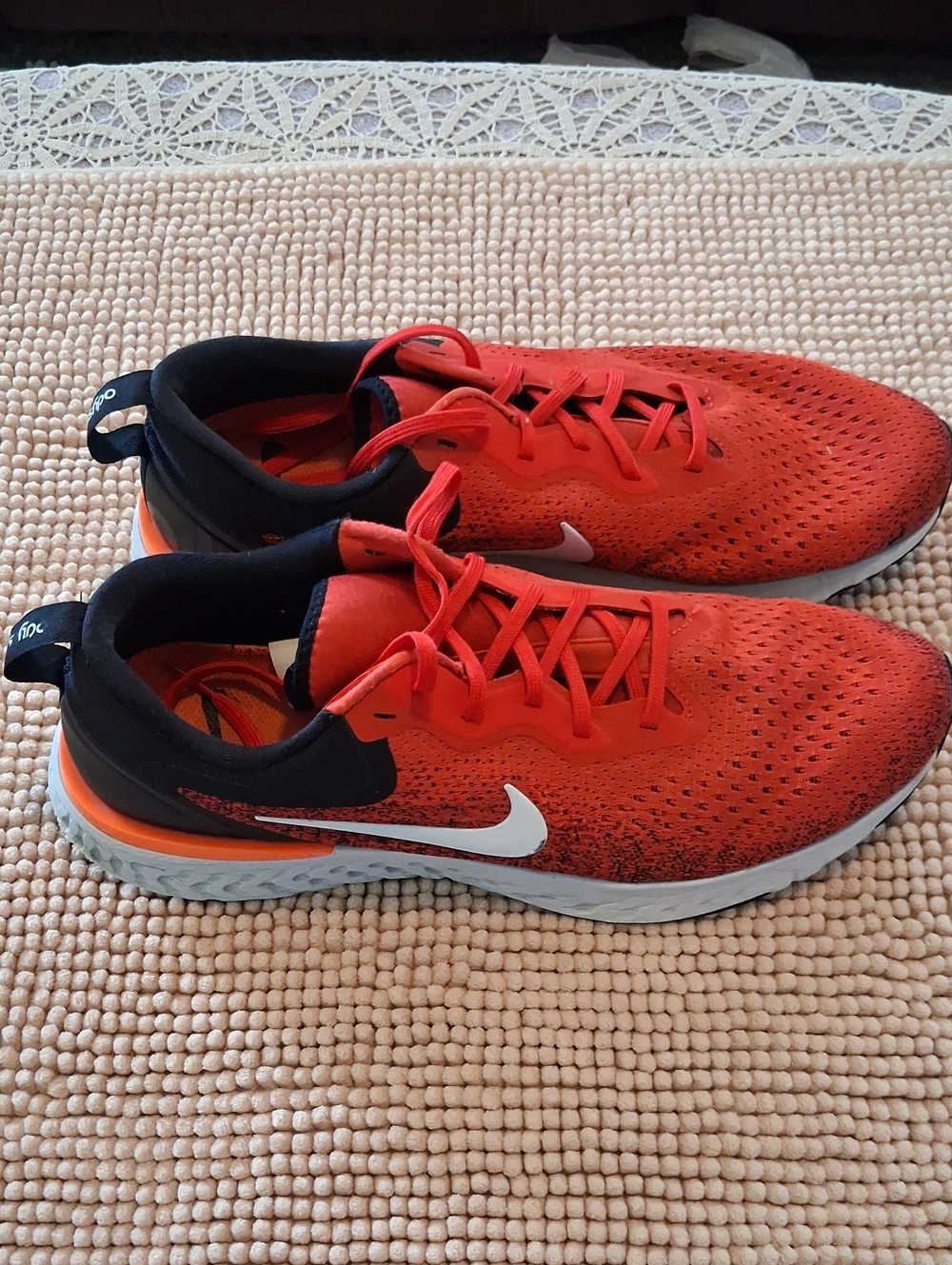 Nike Men’s Red and Black Athletic Running Shoes with White Swoosh